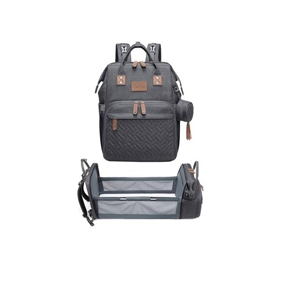 JOLLITO Gray Diaper Bag Backpack w/ Changing Station – Large, New No Box - Picture 1 of 15